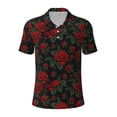 thumbnail image 2 of Daiia Roses Pattern Men’s Polo Shirts,Solid Deck Shirt,Classic Fit, Breathable Cotton Polo for Casual and Sport Wear-Small, 2 of 9
