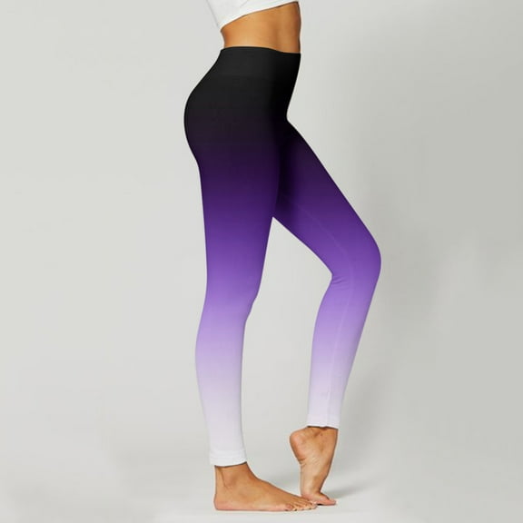 WILLBEST Pantalones de Yoga de Cintura Alta Para Mujer, Mallas Deportivas Con Estampado Degradado Para Correr, Cómodas y Elásticas Para Fitness Chica