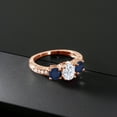 thumbnail image 3 of Gem Stone King 18K Rose Gold Plated Silver Blue Sapphire Ring Set with Moissanite (2.22 Cttw) (Size 6), 3 of 4