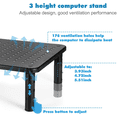 thumbnail image 2 of Urban Deco Monitor Stand Riser, Metal Computer Stand Riser with Mesh Platform, 3 Height Adjustable for Laptop, Computer( Black-2pk), 2 of 7