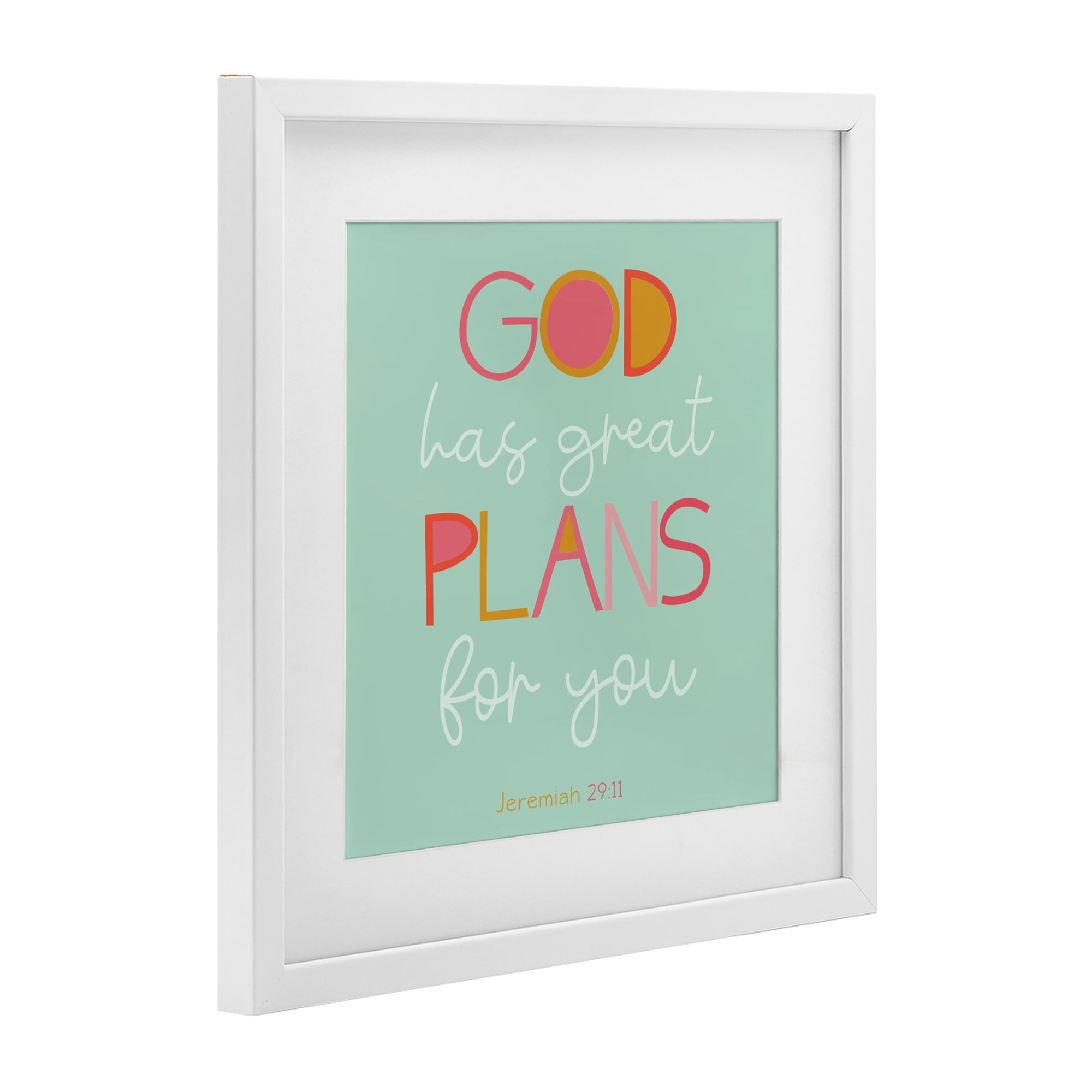 Stupell Industries Green God's Plans For You White Framed Print Under Glass, design by SD Graphics Studio