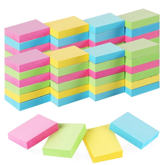 50 mini notas adhesivas de 1,5 x 2 pulgadas, pequeñas notas autoadhesivas, pequeñas almohadillas a granel para oficina, escuela, hogar, 100 hojas/bloc, 4 colores pastel, rosa, amarillo, verde, azul