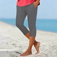thumbnail image 2 of Minjewel Capri Pants for Women - Casual Stretch High Waist Abdominal Yoga Pants Soft Compression - Workout Base 7/8 Length Bottoms,Dark Gray 3XL, 2 of 5