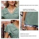 thumbnail image 3 of Blusa de manga de volantes Top plisado V cuello liso color Slim equipada manga corta blusa camisa para mujer Mujer, 3 of 6