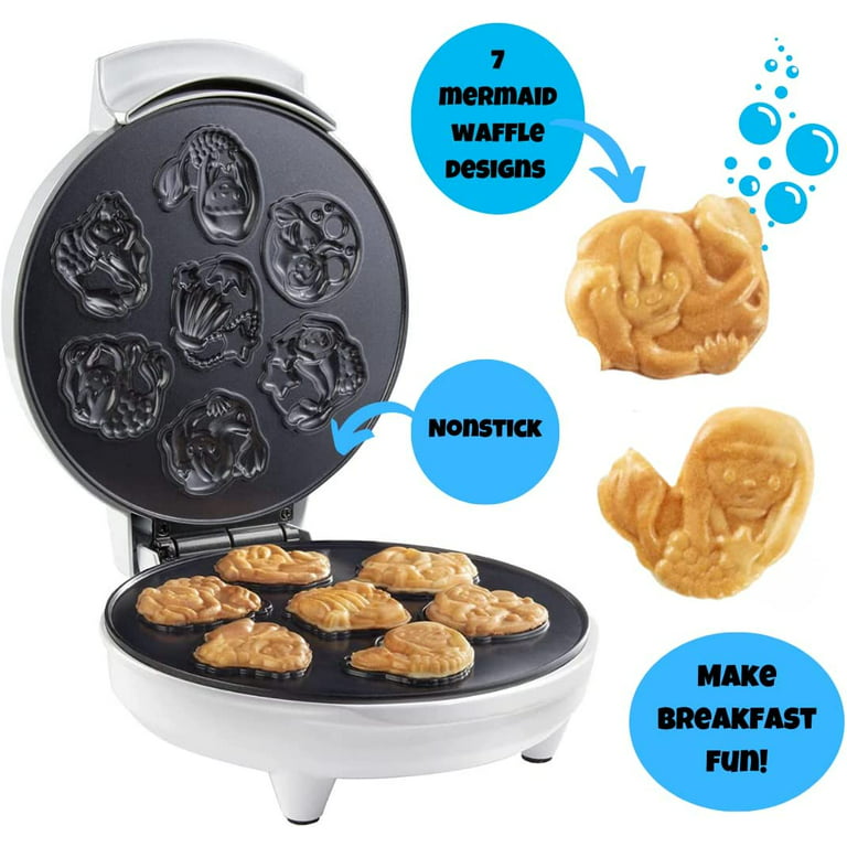 Cucinapro Mermaid Waffle Maker - Create 7 Different Mermaid Shaped Waffles in Minutes - A Fun and Cool Under The Sea Breakfast for Kids & Adults