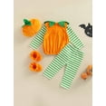 thumbnail image 4 of Franhais Kids Pants Suit,  Halloween Pumpkin Print Loose Tops + Fall Casual Pants + Hat + Sleeves, 4 of 9