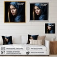thumbnail image 4 of Designart "Portrait Inspired by "Girl with a Pearl Earring"" Fashion Framed Wall Art Decor - Glam Blue Woman Hallway Framed Wall Art Decor, 4 of 6