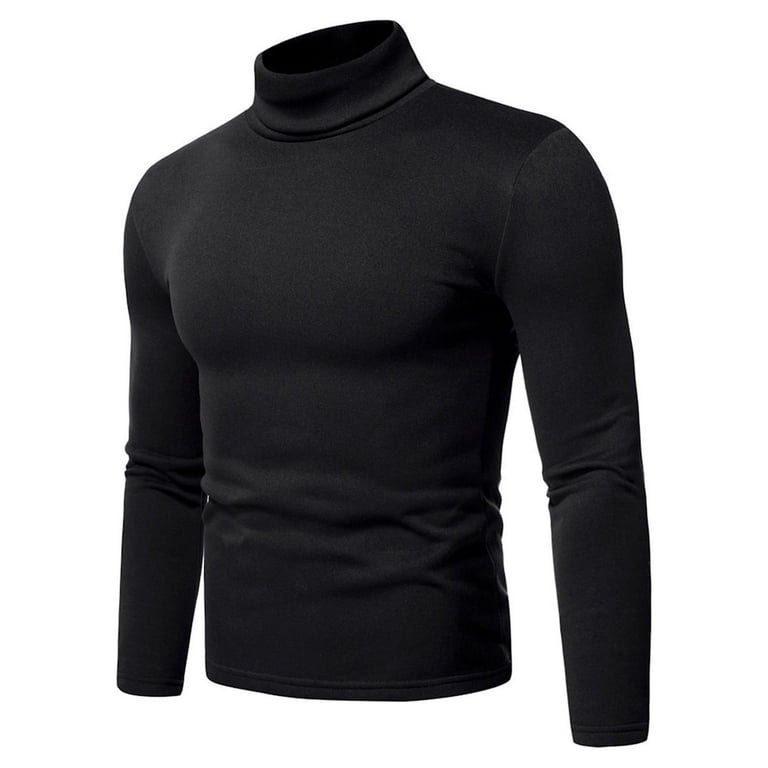 8YARDS Men’s MockNeck 3G Leadmall Mock Turtle Neck Shirts for Men Solid Pattern