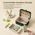 thumbnail image 5 of Nordic Hygge 2-Layer Portable Travel Jewelry Case, Retro Green Luxe Organizer, 5 of 9