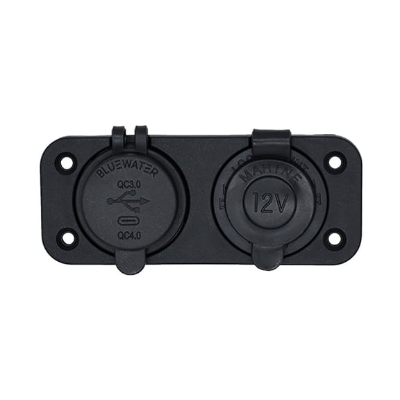Bluewater Dual USB/USB-C 12V Combo Receptacle w/Plate