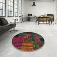 thumbnail image 4 of Ahgly Company Machine Washable Indoor Round Abstract Coffee Brown Area Rugs, 7' Round, 4 of 7