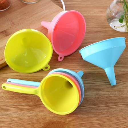 Melantax Case Pack Multipurpose Plastic Funnel Long Handle Funnel Kitchen Tool for Liquid Powder (Random Color)