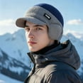 thumbnail image 2 of Winter Hat with Ear Flaps for Men Winter Beanie Hats Warm Fleece Line Knitted Outdoor Caps, 2 of 2