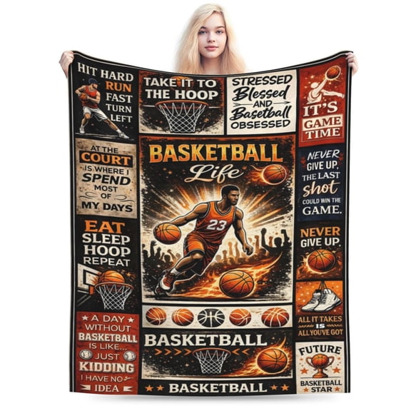 Basketball Life Blanket Basketball Lover Blanket Basketball Sports Blanket Soft Cozy Blanket for Couch Bed Birthday Christmas Fathers Day Gift for Basketball 50x40