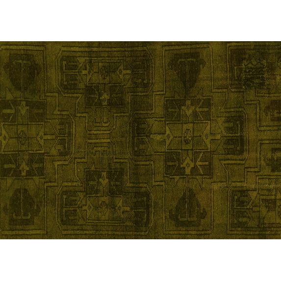 Ahgly Company Machine Washable Indoor Rectangle Persian Yellow Bohemian Area Rugs, 7' x 9'