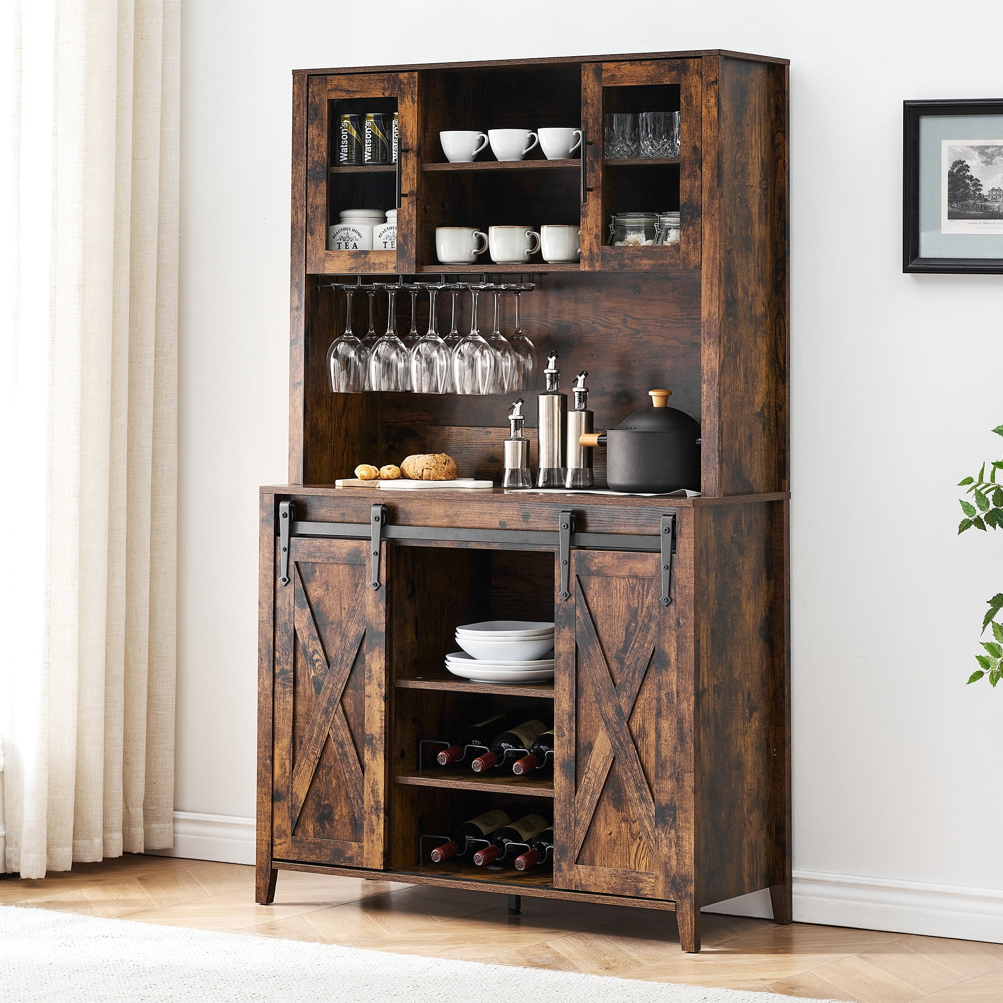 Rustic bar cabinet with wine storage sale