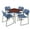 Cherry / Blue / Chrome, variant on Romig Trek 42 in Square Breakroom Table- Maple Top, Black Legs, 4 Zeng Stack Chairs- Black