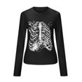 thumbnail image 3 of Chemisier Femme Skeleton Manches Courtes Longues Imprimé Sexy Femme, 3 of 6