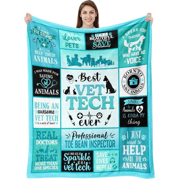 LHSHID Vet Tech Gifts Vet Tech Week Gifts Vet Teach Appreciation Gifts Vet Tech Gift Ideas Gifts for Vet Techs Future Veterinarian Technician Gifts Best Gifts for Veterinarians Blanket
