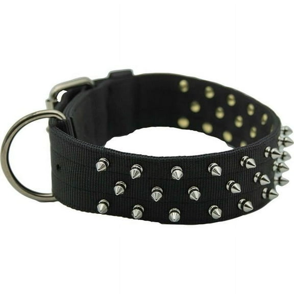 Omni Pet 205NFK-BK23 23 in. Bravo Nylon Spiked Dog Collar - Black