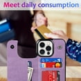 thumbnail image 5 of Dteck Embossed Flower Pattern Wallet Case for iPhone 13 Pro Max,Magnetic Leather Card Slots Women Girl Case Shockproof Kickstand Flip Cover for iPhone 13 Pro Max,Purple, 5 of 8