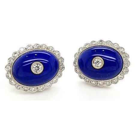 Luxurious Diamond and Lapis Lazuli Handcrafted Cufflinks in 18K