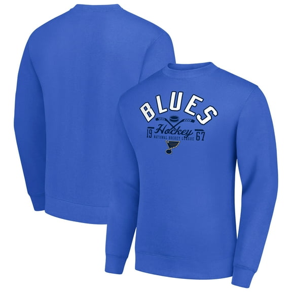 Men's Starter Royal St. Louis Blues Stick And Puck Logo Fleece Pullover Sweatshirt