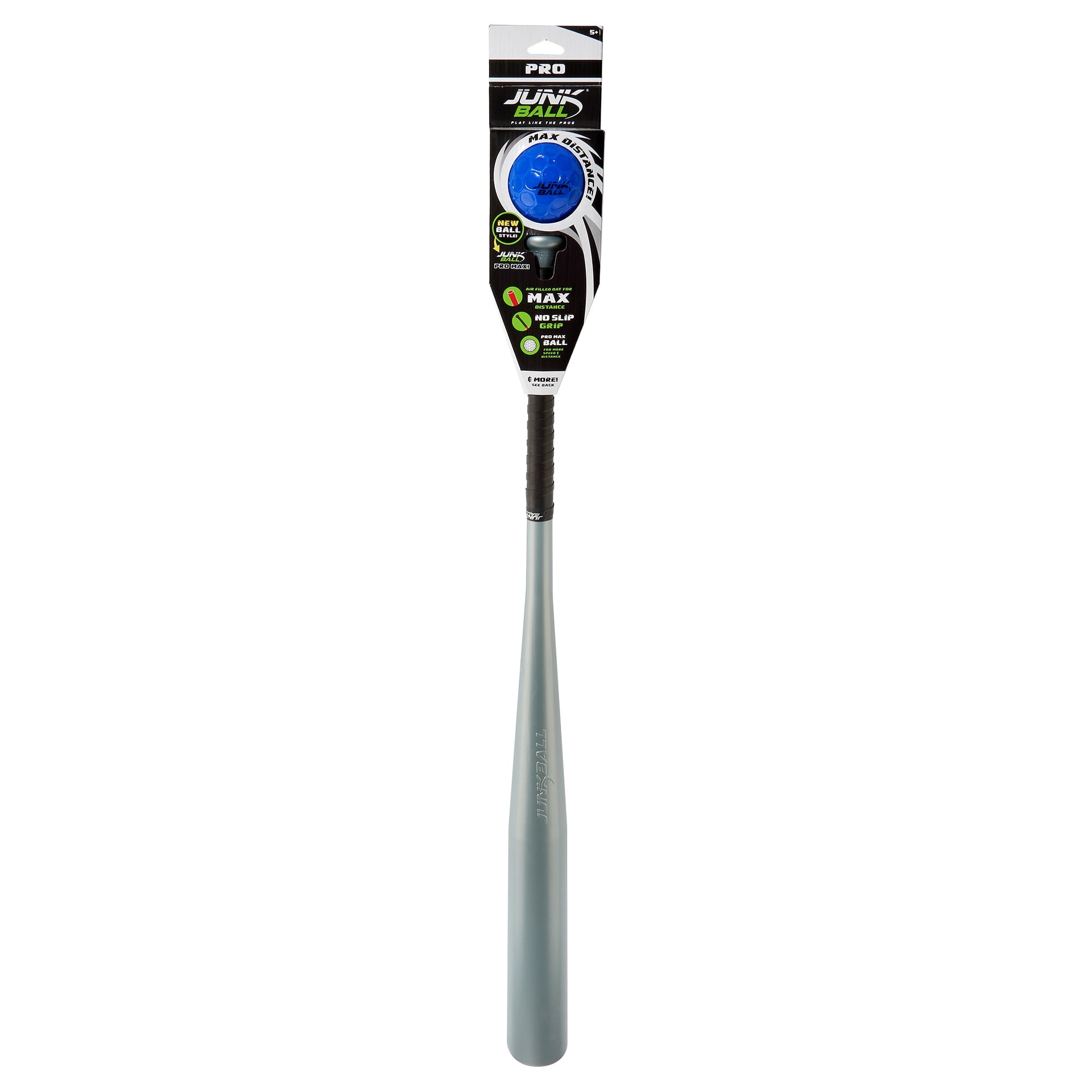 Junk Ball: Pro Series Bat & Ball Set - Assorted Color (Black, Red, Silver) - Backyard Baseball Set, Pro-Style Bat & Max Distance Ball, Outdoor Sports
