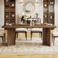 thumbnail image 4 of Finmind 63" Dining Table for 4-6, Wood Farmhouse Kitchen Table for Dining Room, Dark Brown, 4 of 7