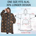 thumbnail image 4 of Oversized Wearable Blanket Hoodie,Boho Brown Geometric Ethnic Pattern Sherpa Blanket Hoodie with Super Pockets,Super Warm Fuzzy Pullover for Women & Men, 4 of 6
