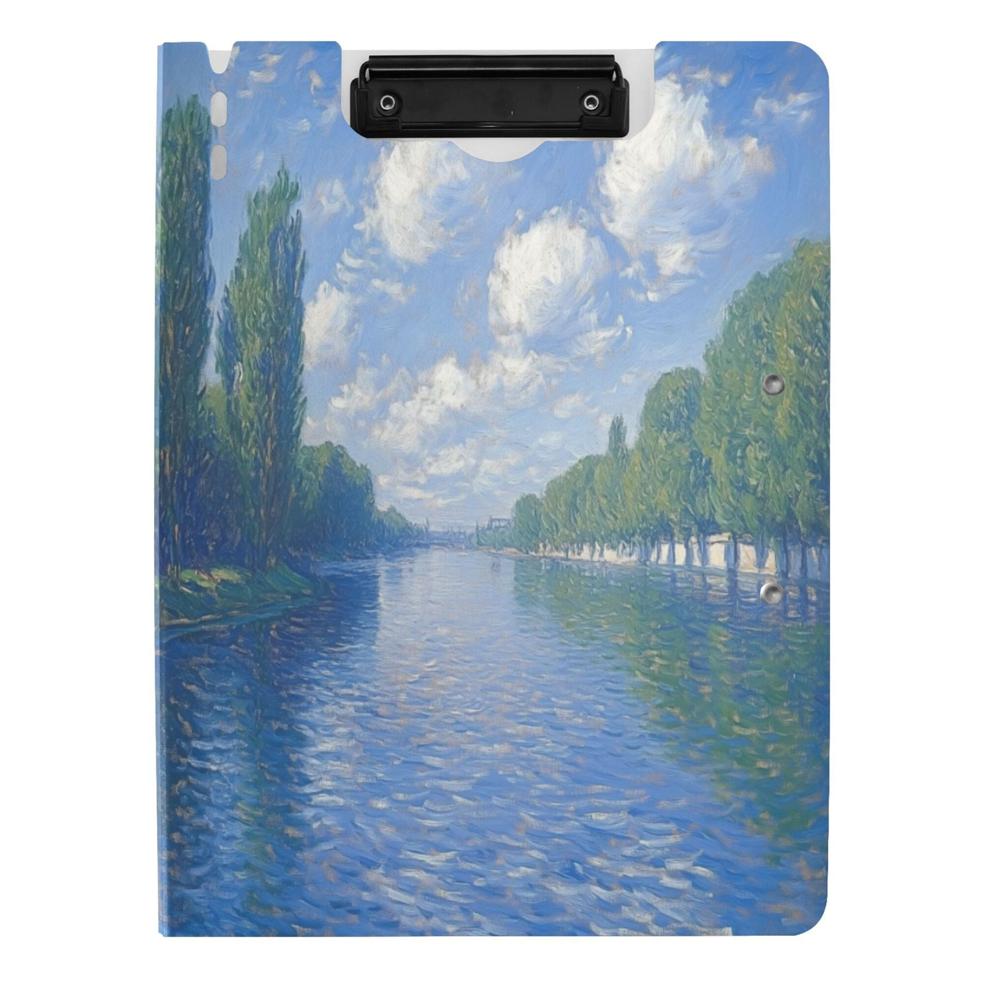 FORMRS A4 Clipboard Folder with Pen Holder Horizontal Foldable School Office Binder, Blue Sky and River