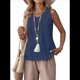 thumbnail image 3 of Camisetas de Sin Mangas para Mujer, Blusas Informales Holgadas con Cuello en V, Blusas Tipo Túnica, Azul Oscuro, Talla L, 3 of 9