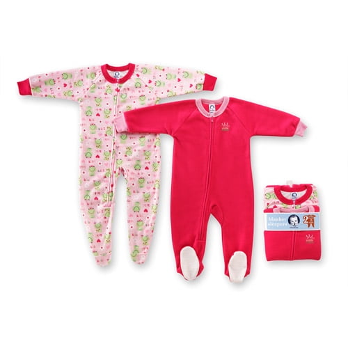 Gerber Baby Girls' Blanket Sleepers, 2Pack