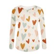thumbnail image 4 of Qertyioot Cadeau de Saint-Valentin pour Femmes, Imprimé Décontracté, Manches Longues, Col Rond, 4 of 5