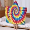 thumbnail image 5 of Colorful Tie Dye Mandala Pattern Hooded Bath Towel，50"x30" for Ages 3 To 12 Kids, Quick Dry Lightweight Soft Microfiber Hood Beach Towel Cover Up for Kids, 5 of 7
