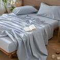 thumbnail image 7 of MooMee 100% Washed Cotton Queen Fitted Sheet Only Linen Like Textured Extra-Deep Pocket Breathable Soft 1-Piece(Cornflower Blue, 60"x80"), 7 of 7