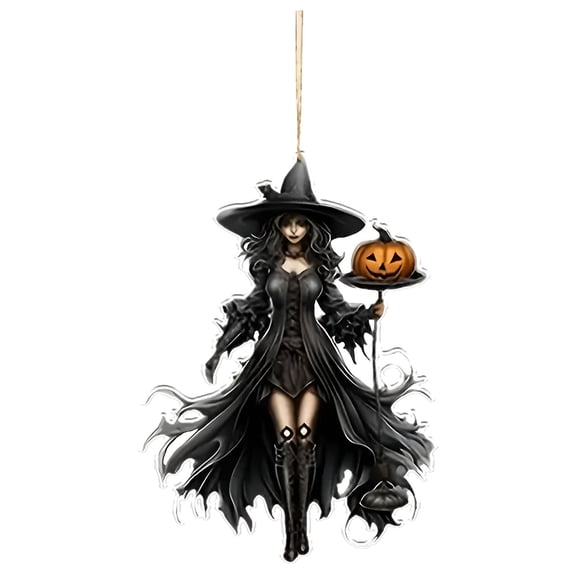Clearance Under $1 Gothic Witch Pendant, 2D Acrylic Halloween Car Charm, 1PC Rearview Ornament Bag Decor