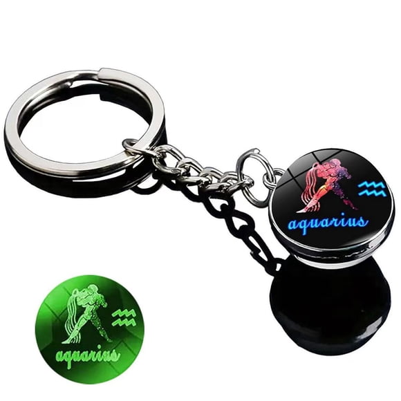 12 Constellation Keychain Zodiac Creative Galaxy Pendant Astrology/Birthday For Horoscope Lovers Gifts for Men Women (Aquarius)