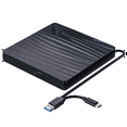thumbnail image 1 of External CD/DVD Drive for Laptop, USB 3.0 & Type-C Portable CD DVD +/-RW Burner Optical Drive Reader Writer DVD Player, 1 of 7