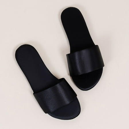

Gubotare House Slippers For Women Women s Slip on Sandals Slide Glitter Bling Casual Sandal Flat Open Toe Sparkle Slides Black 7