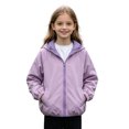 thumbnail image 3 of Miaoju Boys Girls Windbreaker Hooded Jacket Lightweight Packable Rain Coat Soft-Fabric for Comfort, with Pockets, Elastic Cuffs, Purple 3-4 Years, 3 of 9