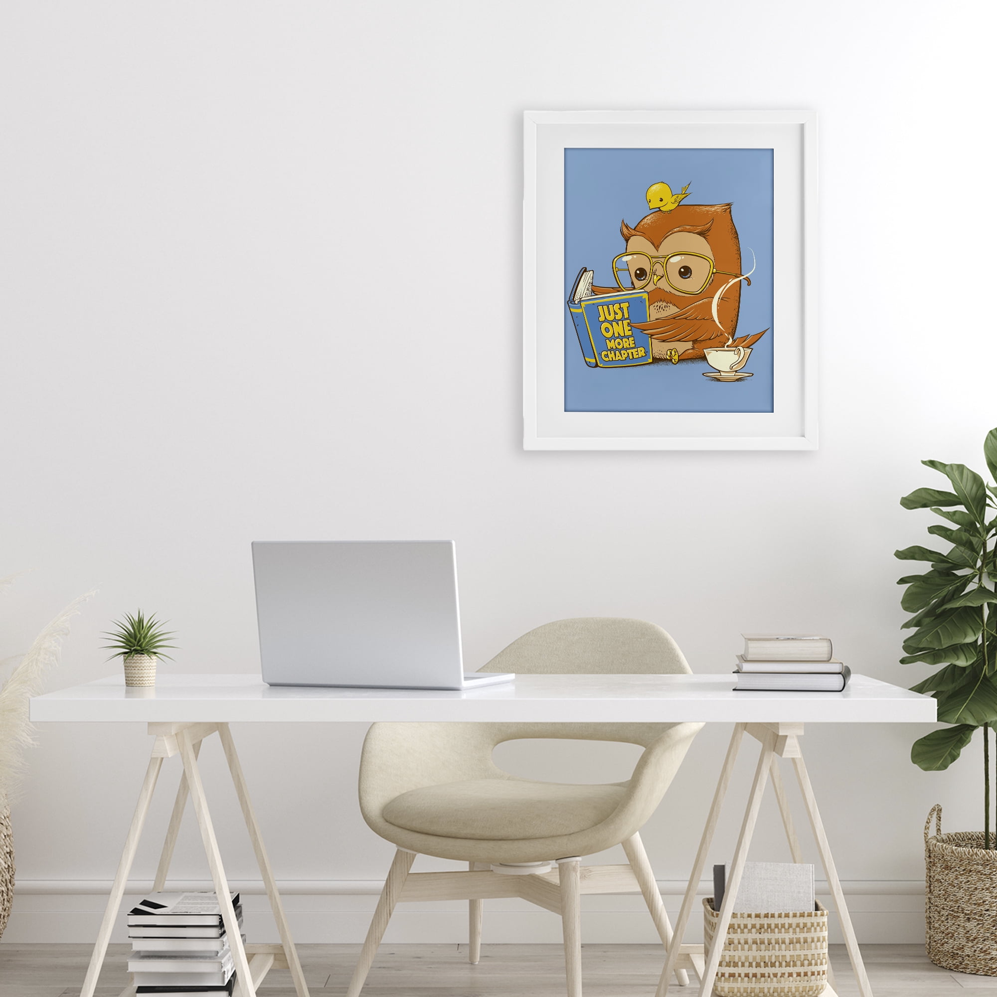 Stupell Industries One More Chapter Owl White Framed Print Under Glass, design by Tobe Fonseca