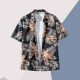 thumbnail image 4 of Mens Hawaiian Shirt and Shorts Set 2 Piece Casual Beach Lapel Button Pocket Shirt Top Drawstring Shorts, 4 of 5