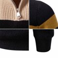 thumbnail image 5 of Babcutegg Big and Tall Mens Quarter Zip Sweater Stand Collar Color Block Knit Pullover Casual Fall Winter Top Size 2XL, 5 of 5