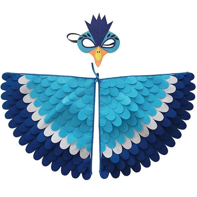 Conjunto de disfraz de alas de pájaro, capa de loro de pavo real de Halloween con máscara de fieltro, disfraz para niños Sincero Electrónica