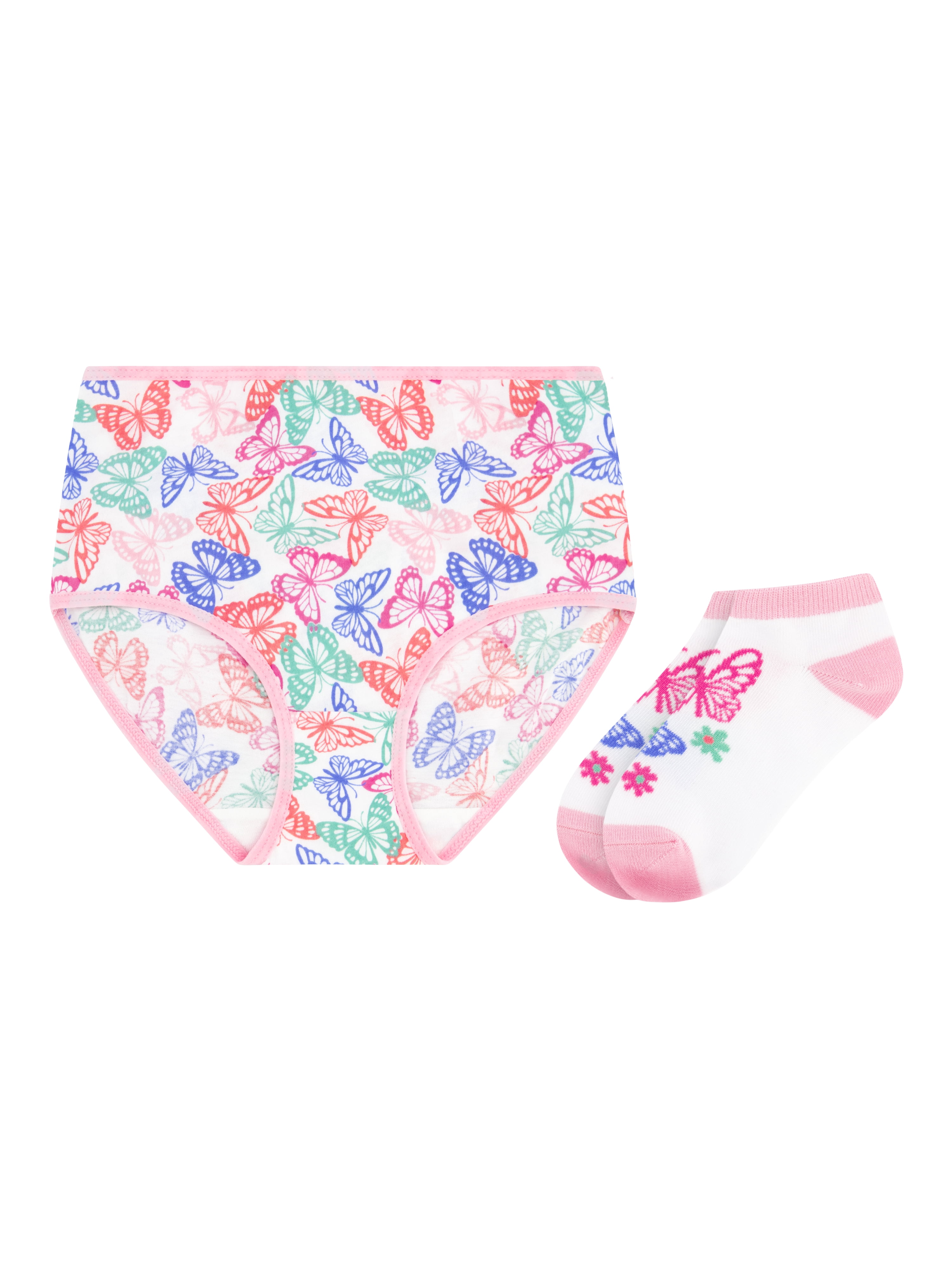 Wonder Nation Girls Cotton Underwear & Socks Bundle, 14-Pack, Sizes 4-16