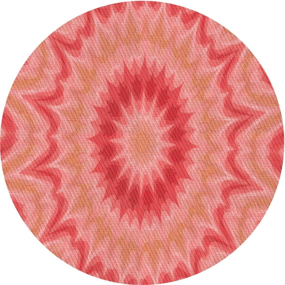 Ahgly Company Indoor Round Patterned Ruby Red Area Rugs, 7' Round