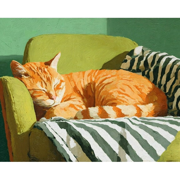 Paint by Numbers for Adults Kids Beginner Orange Cat in the Afternoon Sun DIY Acrylic Painting by Numbers Kits with Brushes Acrylic Pigment Home Decoration Gifts 16 x 20 inch