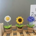 thumbnail image 3 of Hand Knitted Crochet Flowers Mini Potted Flowers Car Accessories Hand Knitting Small Cute, 3 of 9
