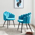 thumbnail image 2 of Side Dining Chair, Set of 2, Black Blue, Velvet, Modern Contemporary, Kitchen Room Cafe Bistro Restaurant Hospitality, 2 of 9